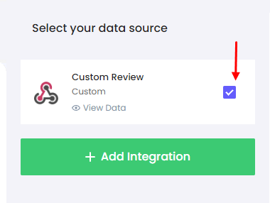 select custom reviews as data source