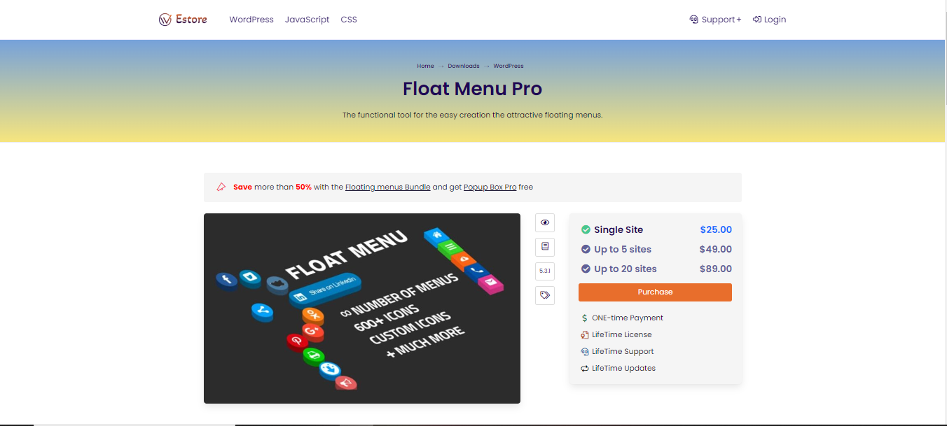 WPB Floating Menu Pro WordPress plugin