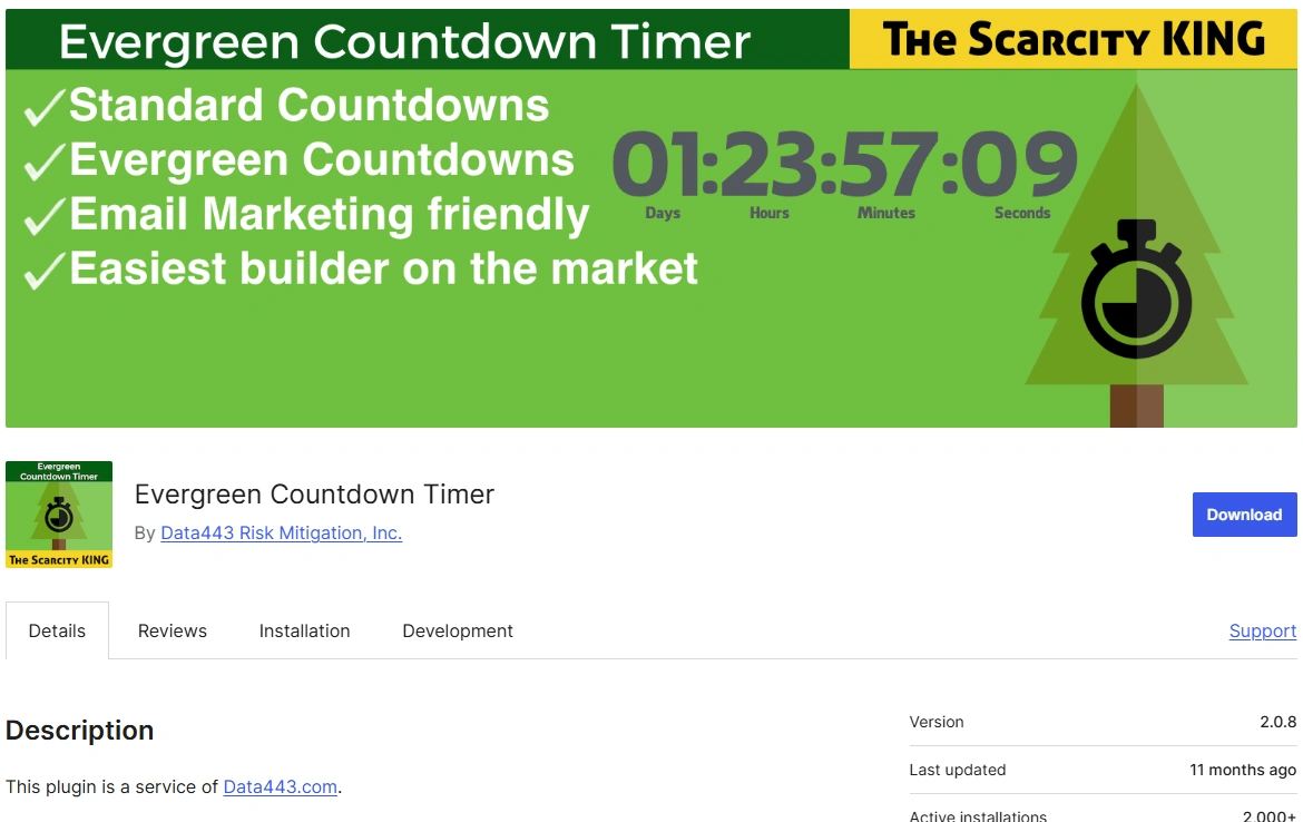 Evergreen countdown timer