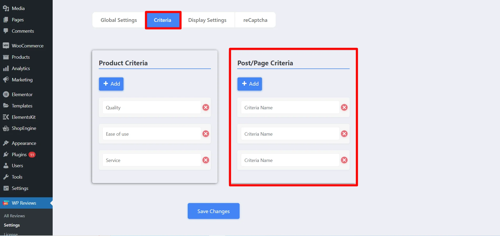 Custom Review Criteria WP Ultimate reviews