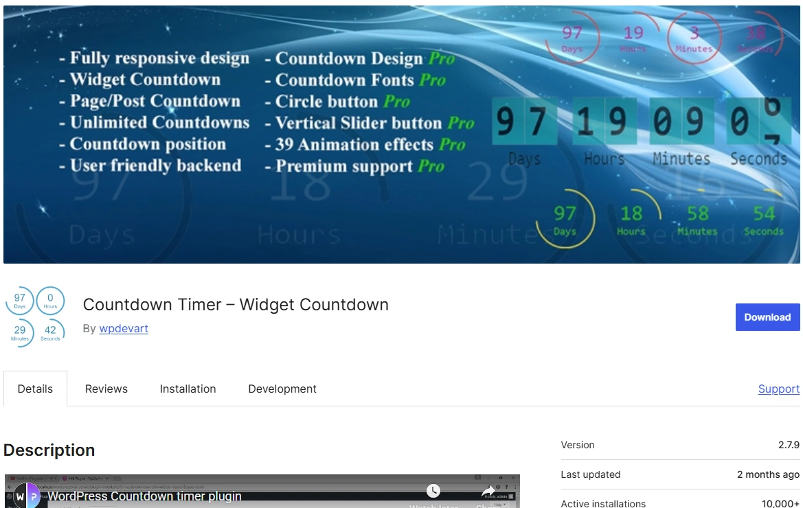 Widget countdown