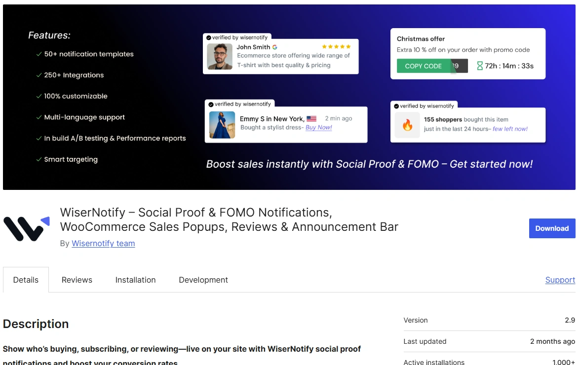 Wisernotify countdown timer