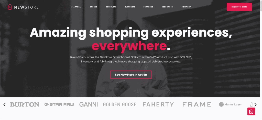 NewStore Website Homepage Screenshot