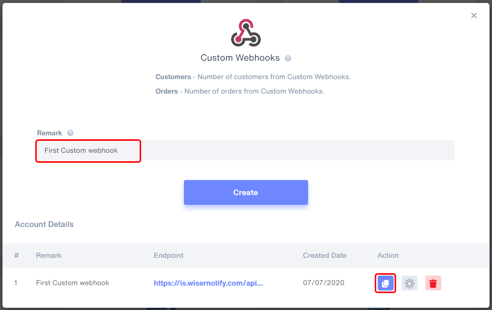 create hook for custom webhook
