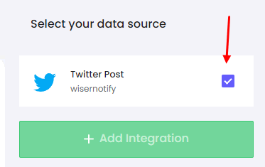 select twitter post in data source