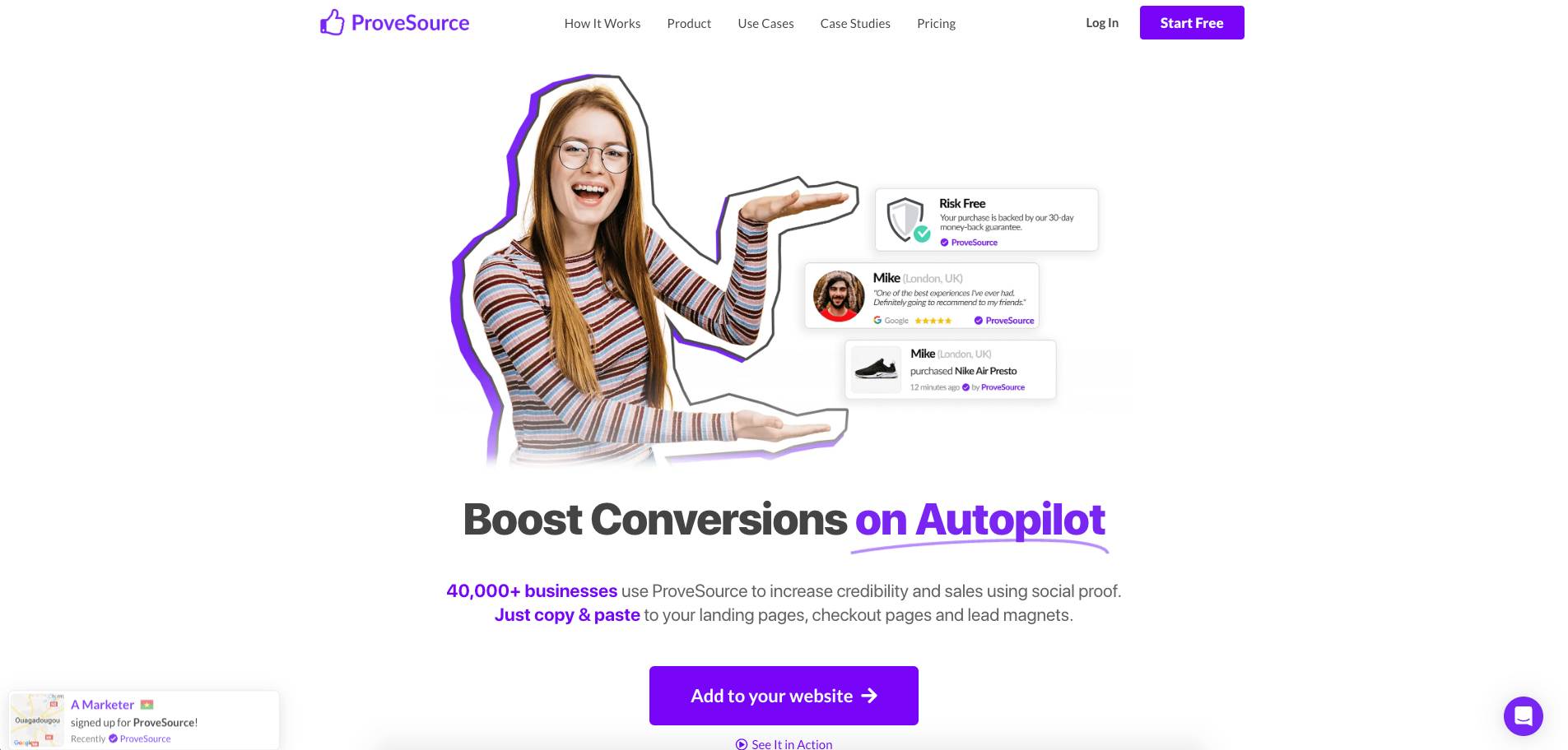 Provesouce Social proof tool