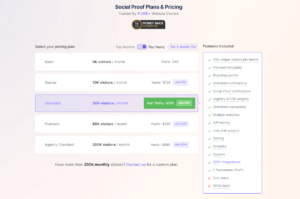 wisernotify social proof plans & pricing