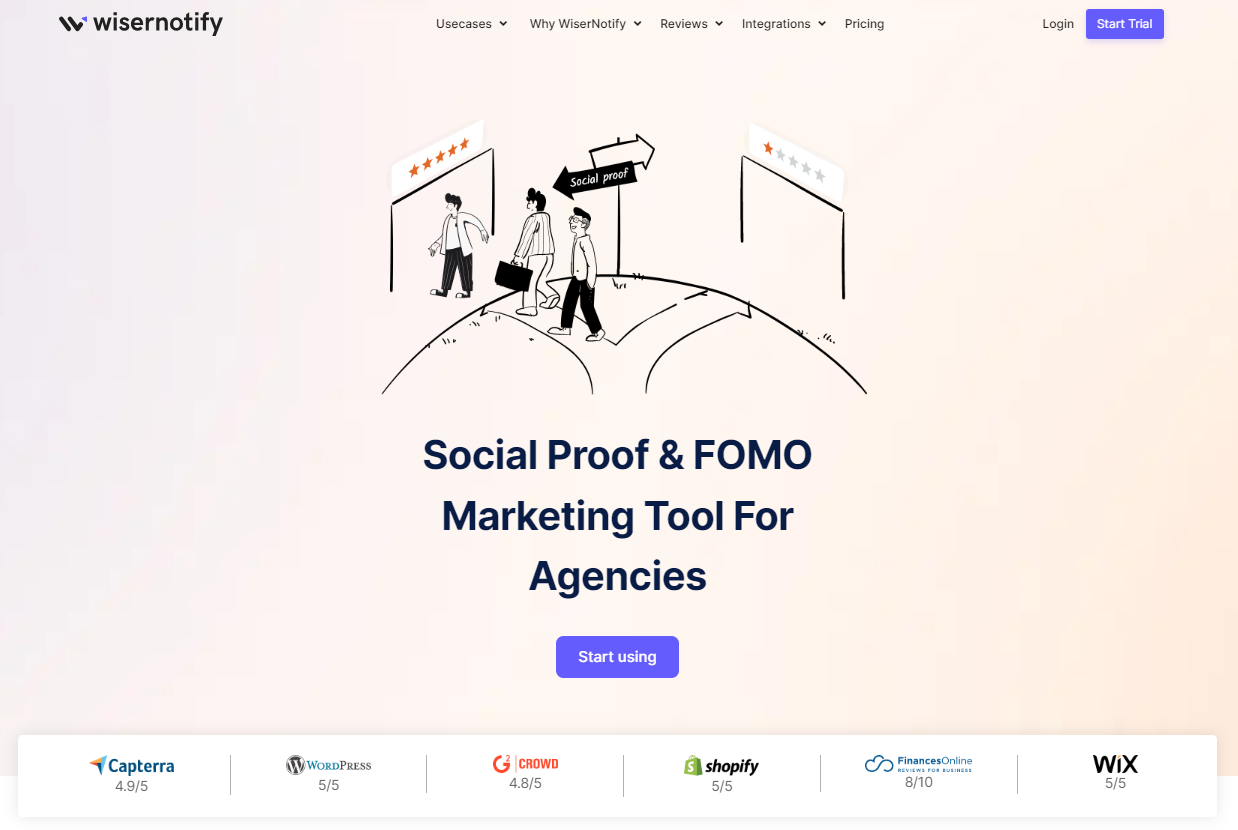 Fomo and social proof tool - wisernotify