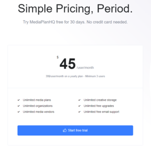 MediaPlanHQ pricing