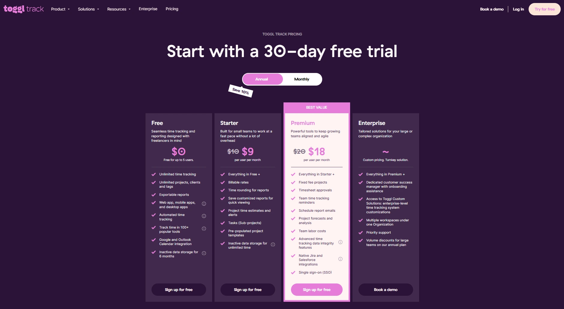 toggle track pricing