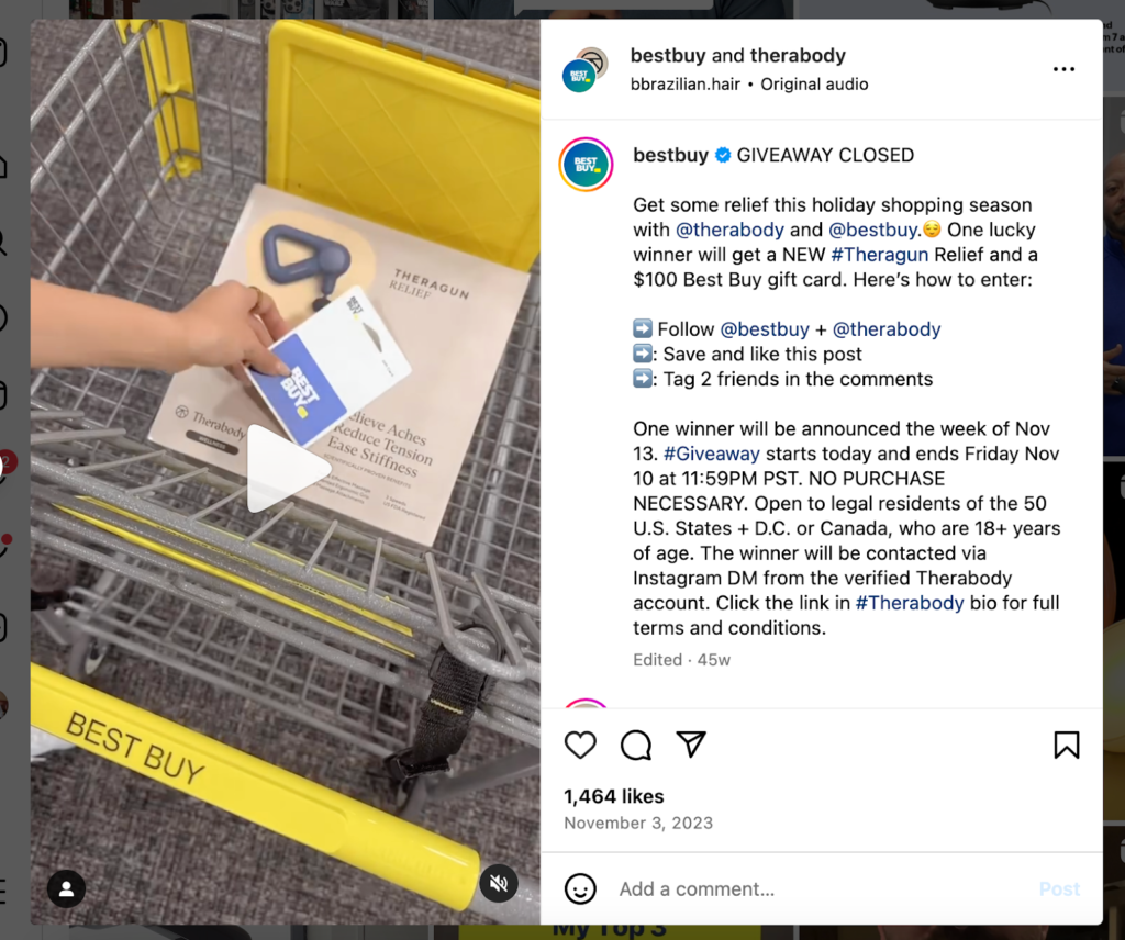 Best Buy Giveaway Instagram Post