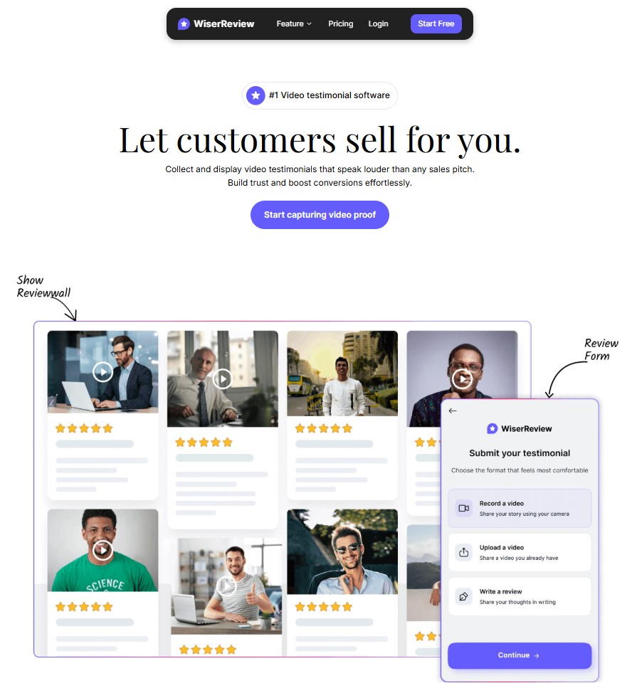 WIserreview video testimonial software