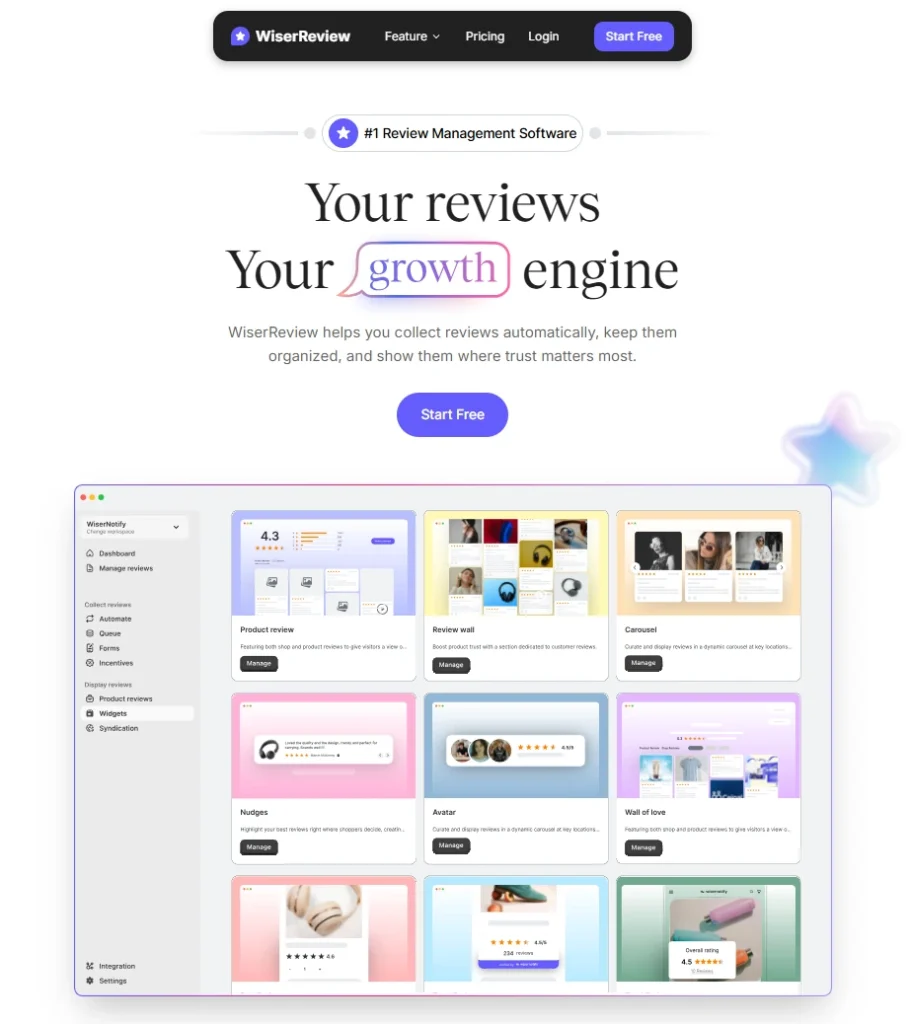 Wiserreview home page