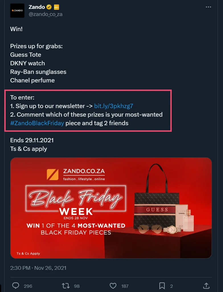 Zando's Black Friday Giveaway Campaign