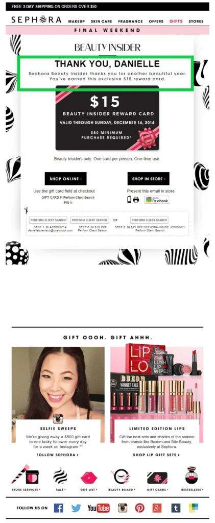 Automated Email Campaign by Sephora