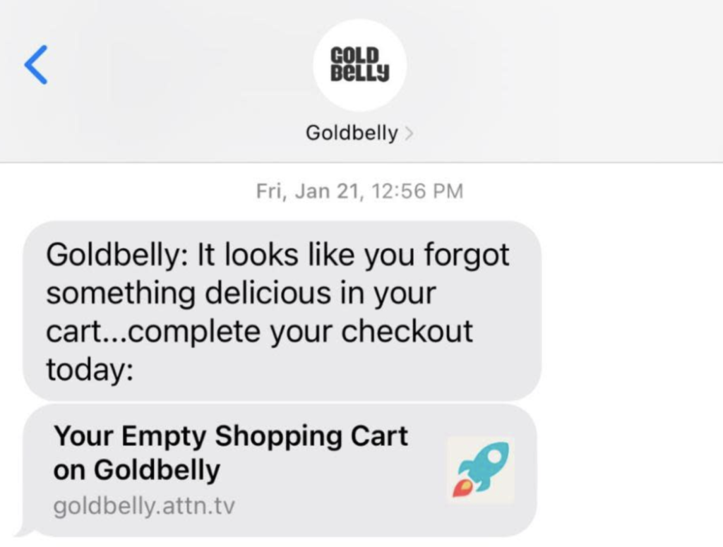 Cart Abandonment Message by Cold Belly