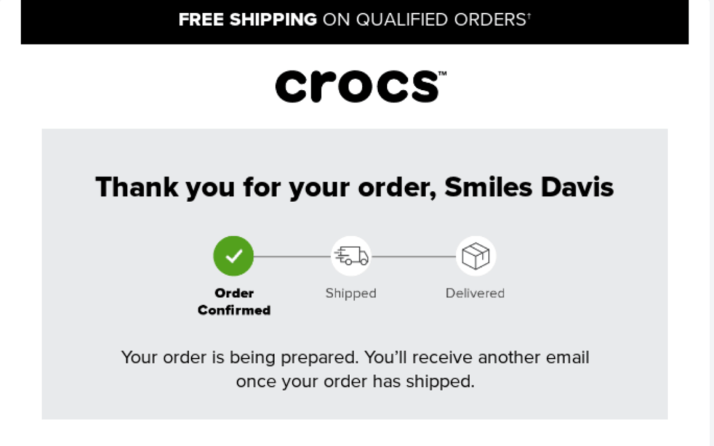 Transactional emails and updates by Crocs