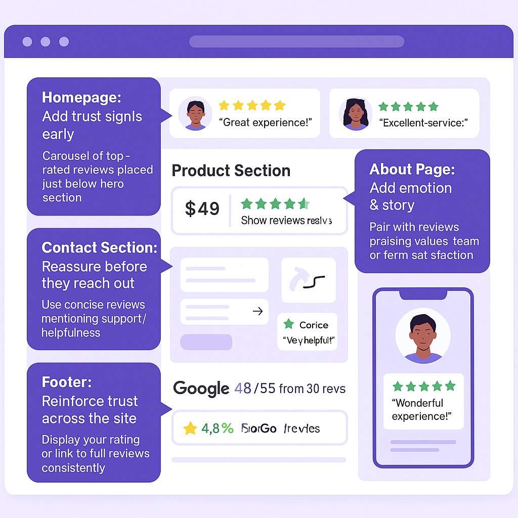 Best Places to Show Google Reviews on Elementor Websites