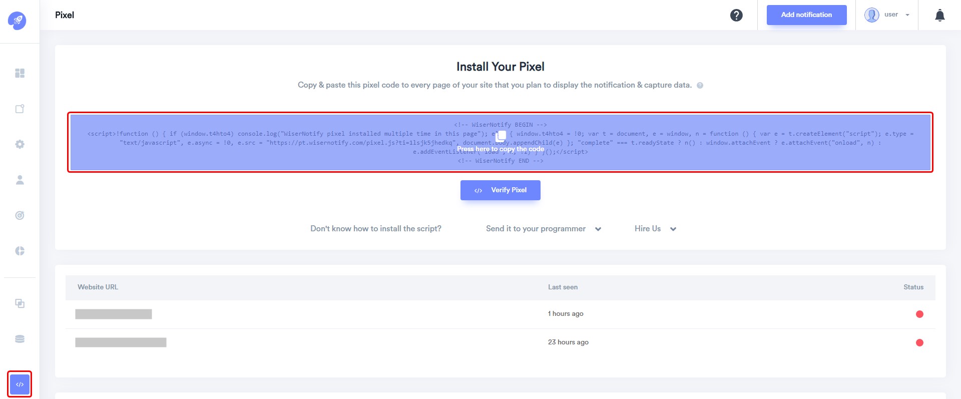 Verify the pixel is installed