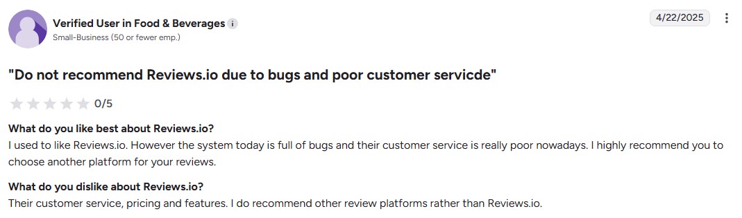 reviews.io reviews pricing