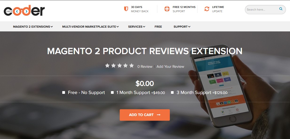 Landofcoder Product Review Extension