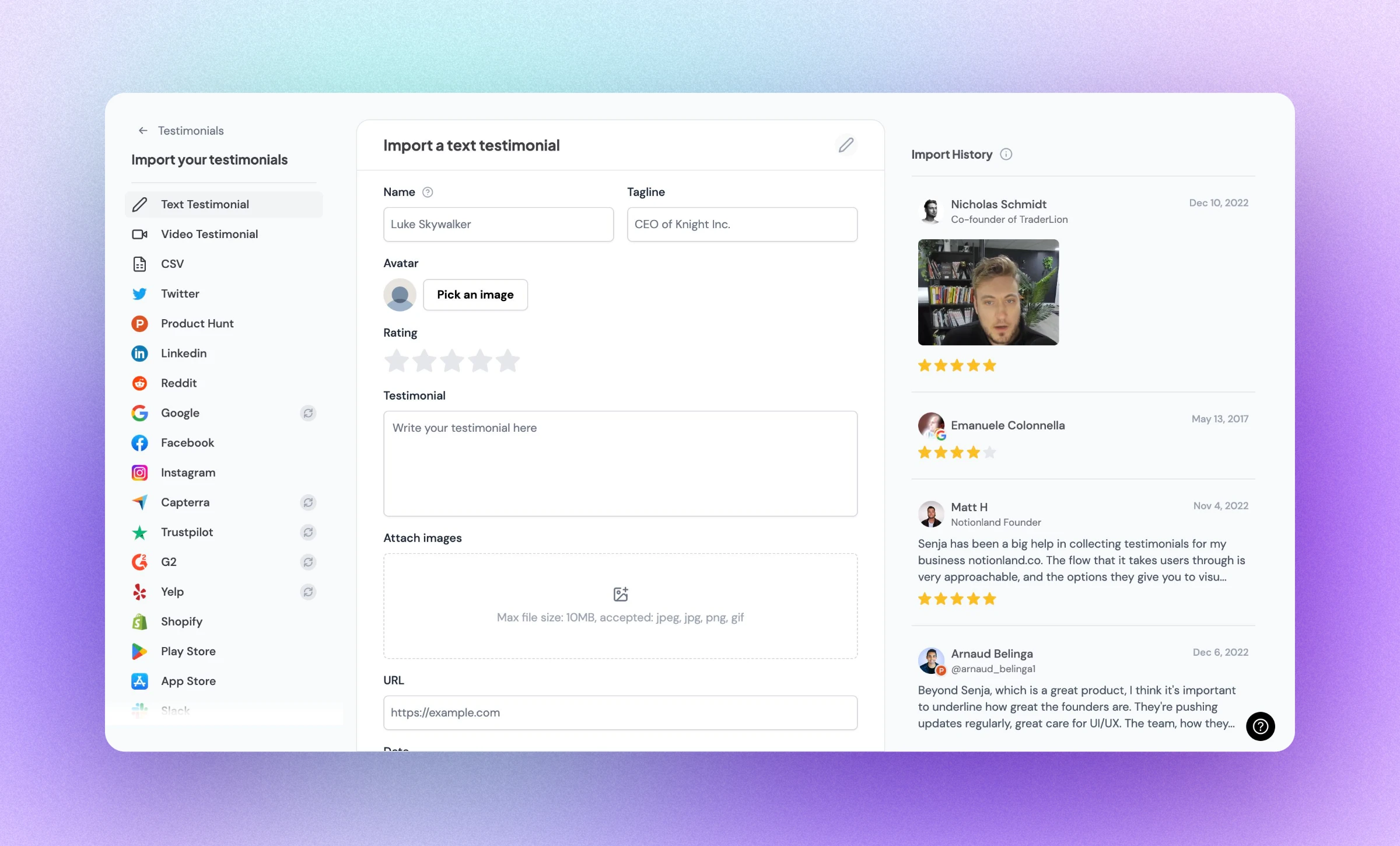 Collect Testimonials