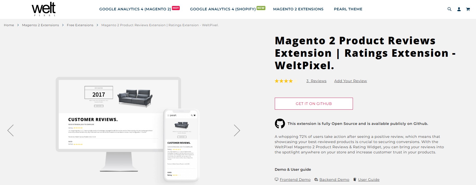 WeltPixel Product Reviews & Ratings Widget