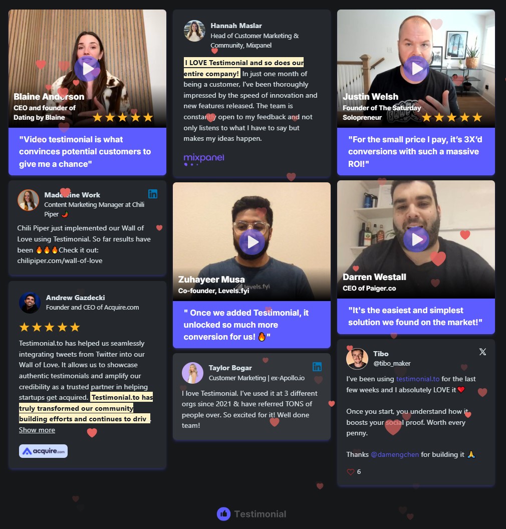 Display Testimonials