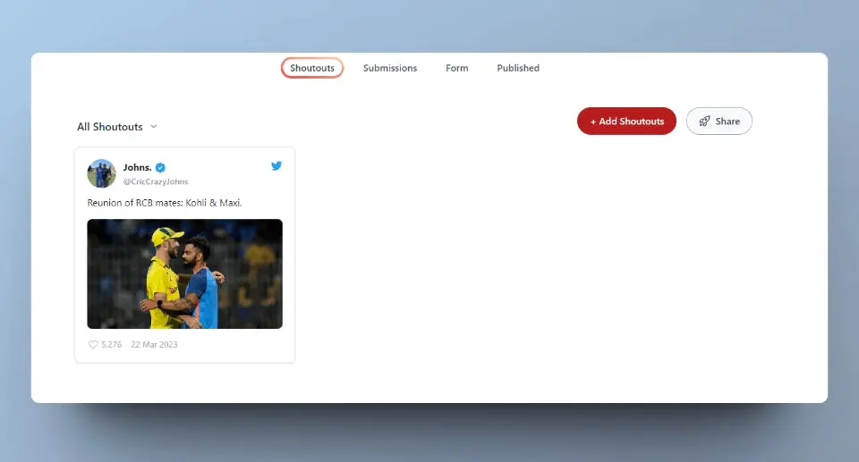 Manages Testimonials