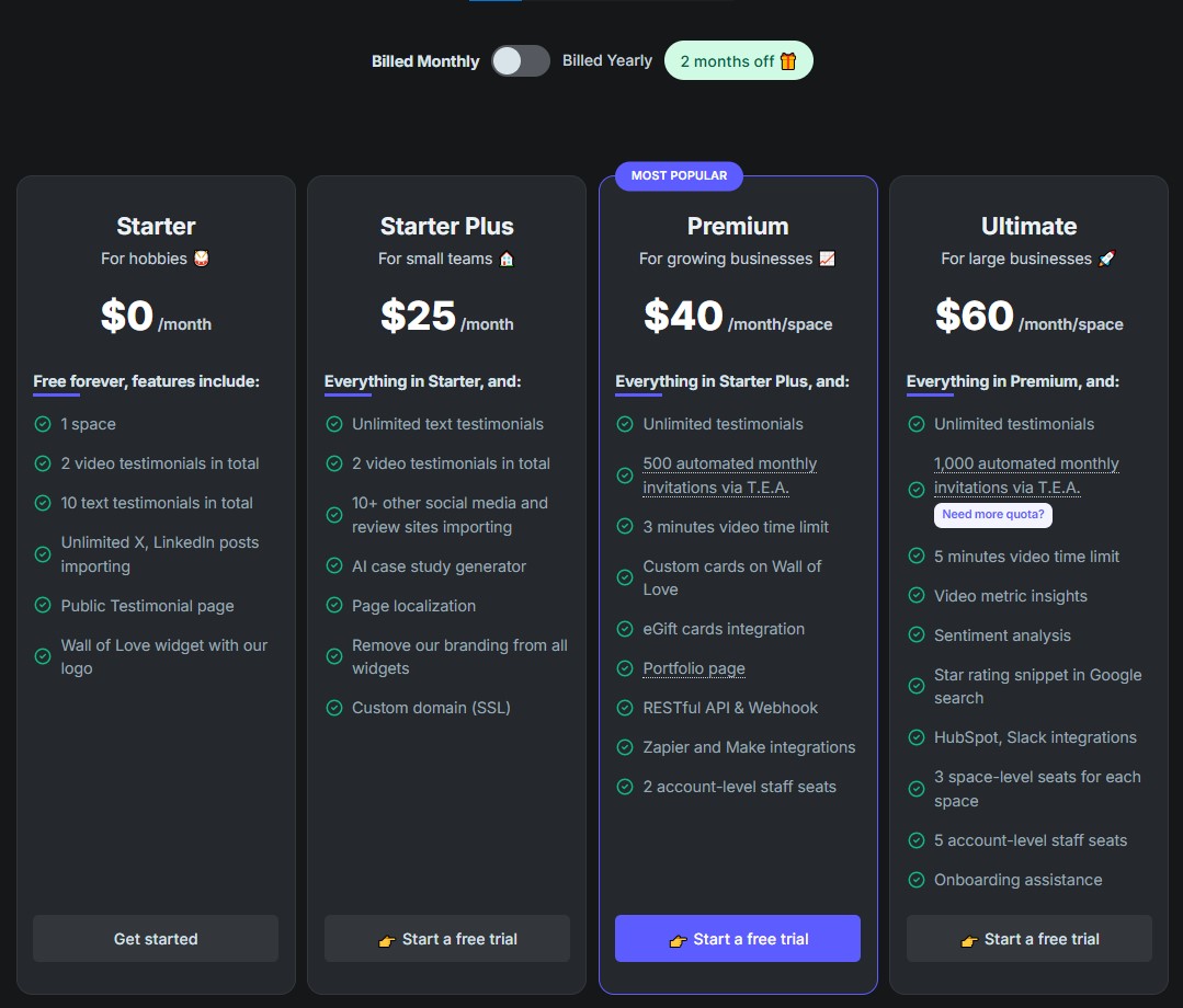 testimonial to pricing