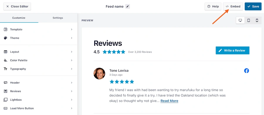 Feed Embed Option smash balloon