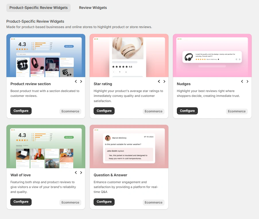 Review Display Widgets