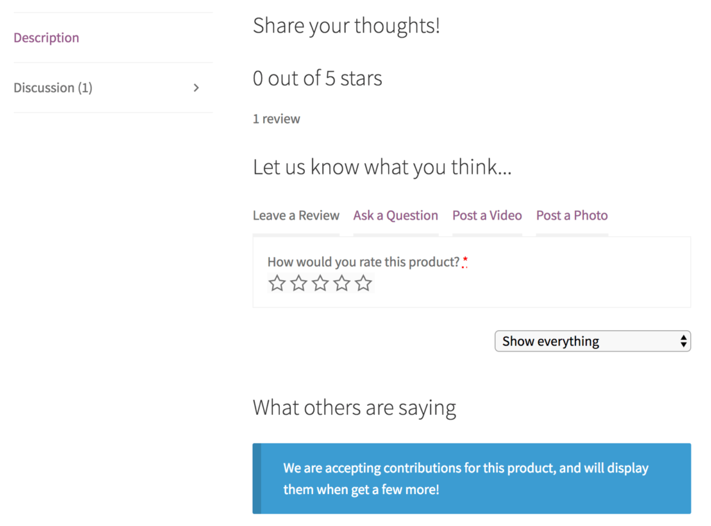 review form WooCommerce