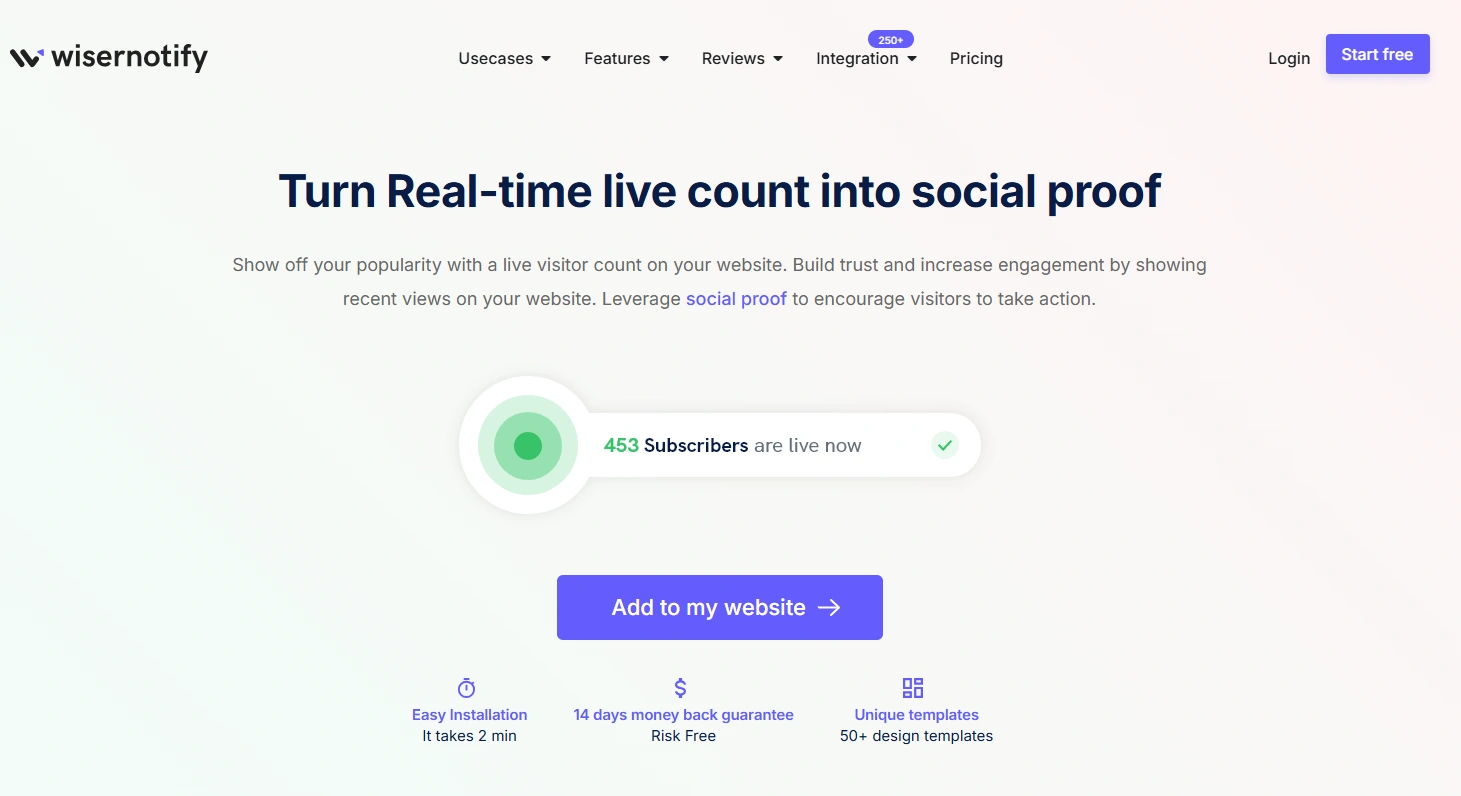 Live visitor counter