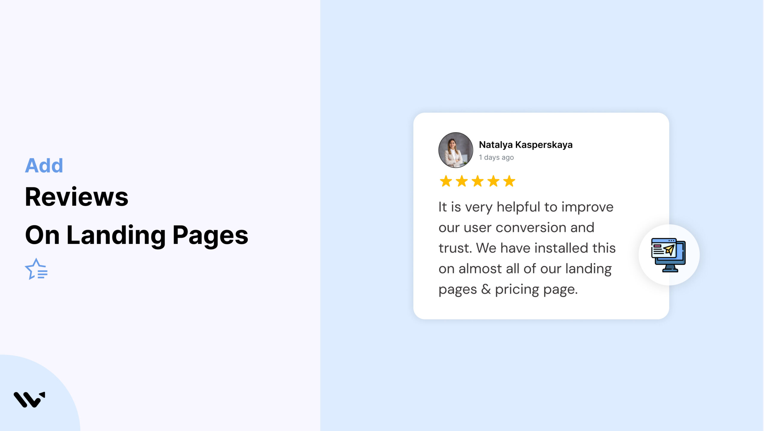 Reviews on landing pages