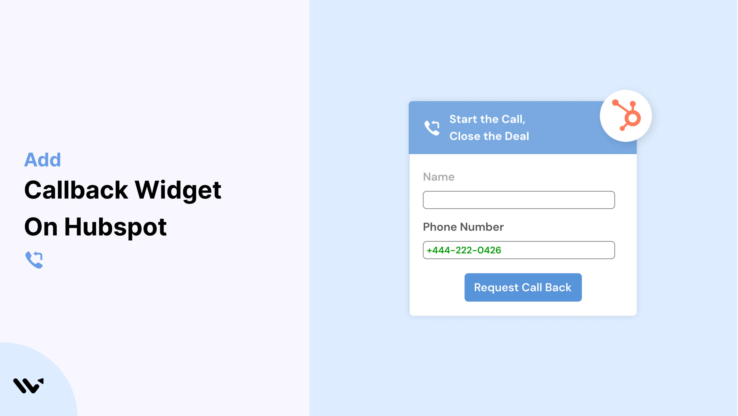 callback widget on Hubspot