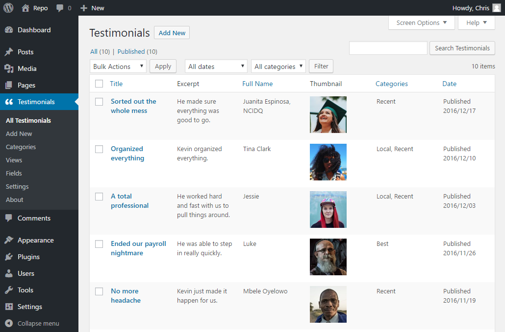 Dashboard Management Inside WordPress