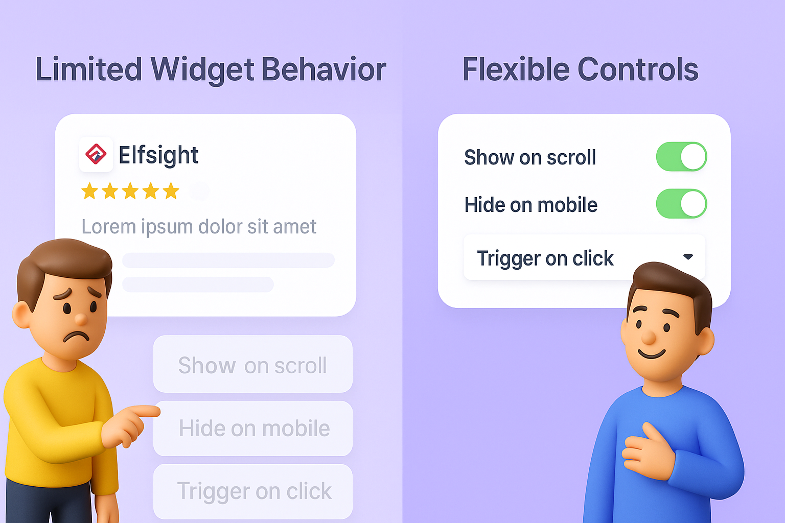 Widget customization comparison