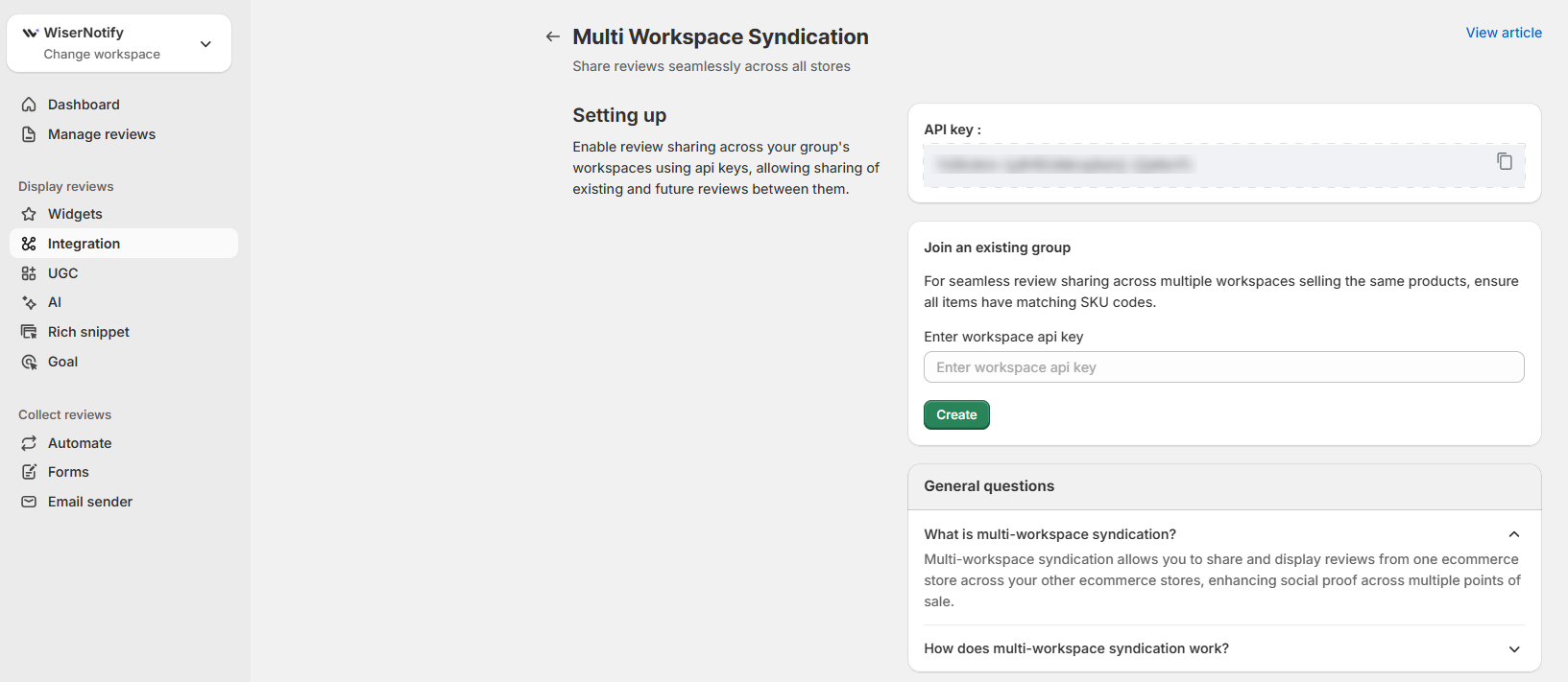 Multi Workspace Syndication