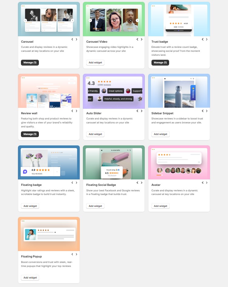 Review Display Widgets