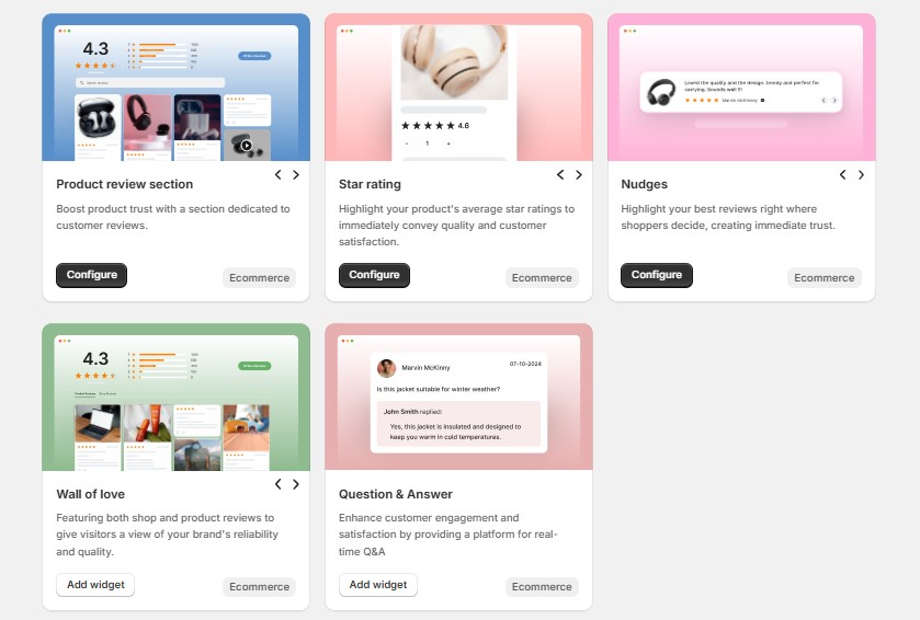 Product-Specific Review Widgets