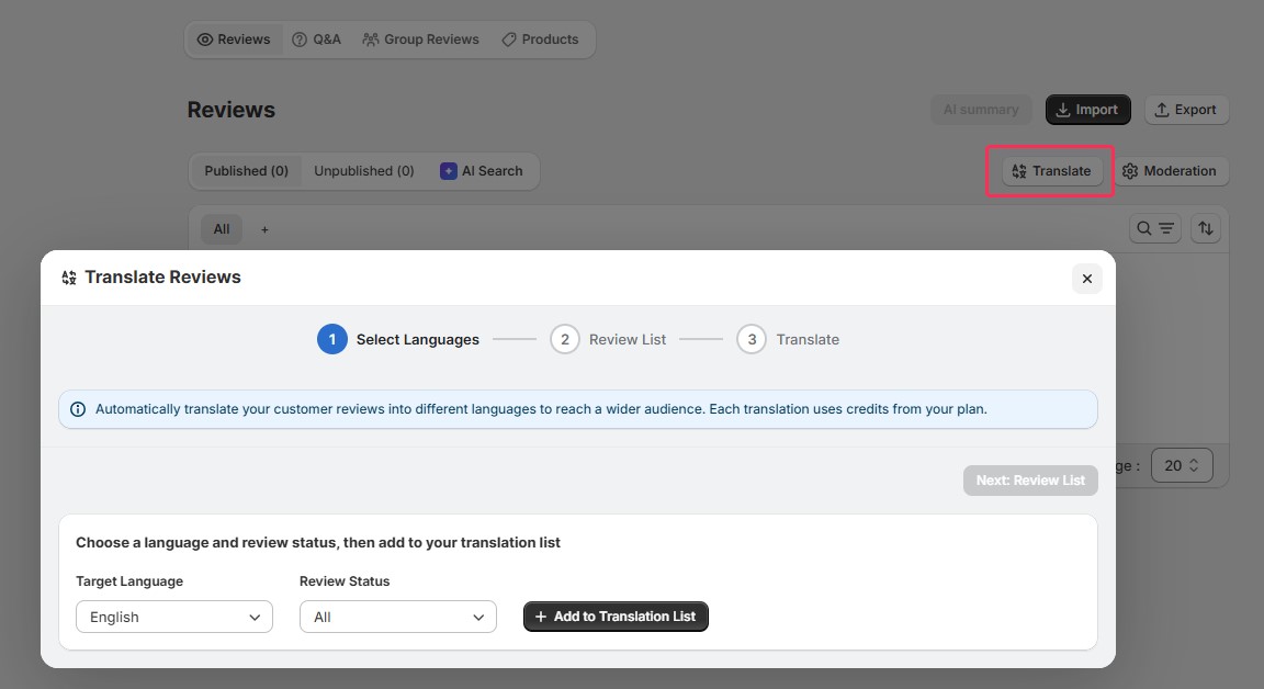 AI Review Translation