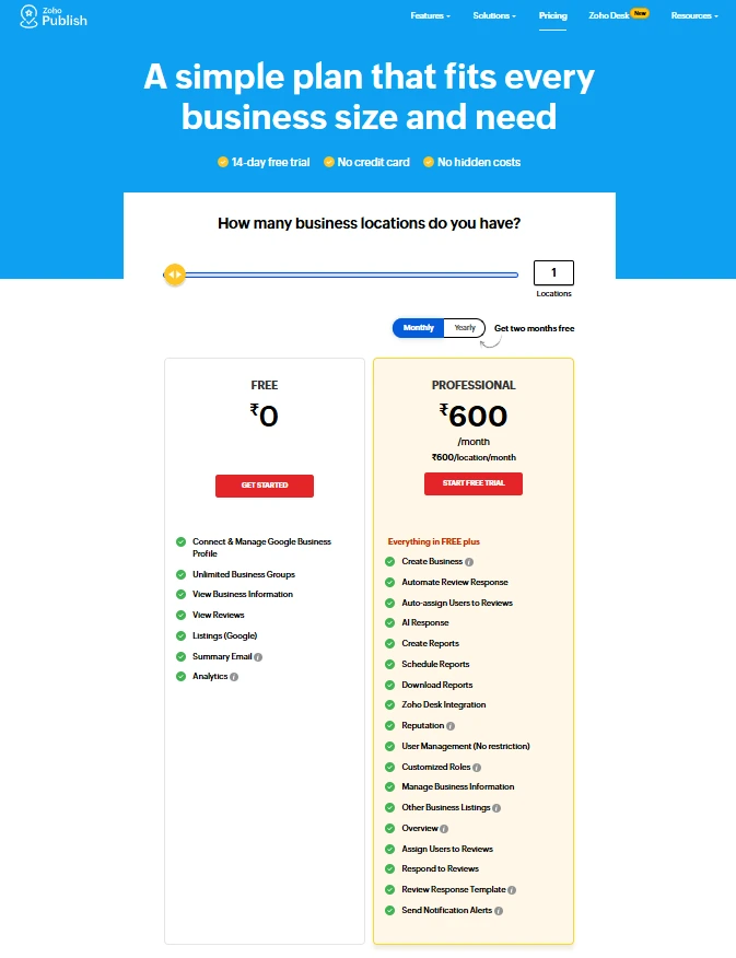 zoho pricing