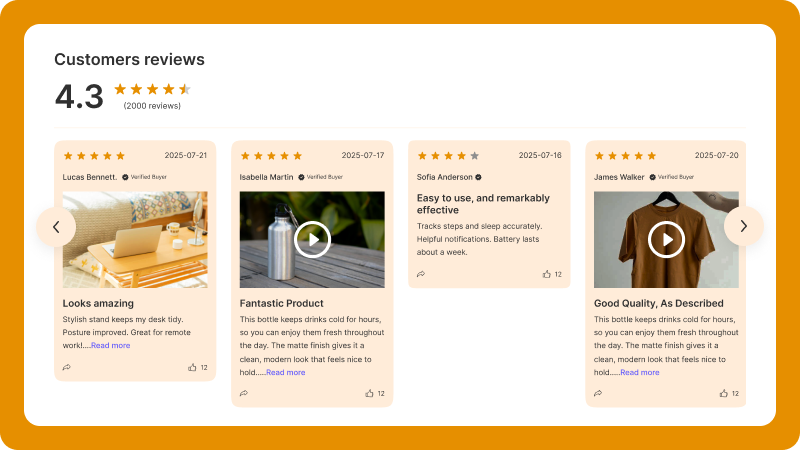 Review Carousel (Highlights social proof on homepage)