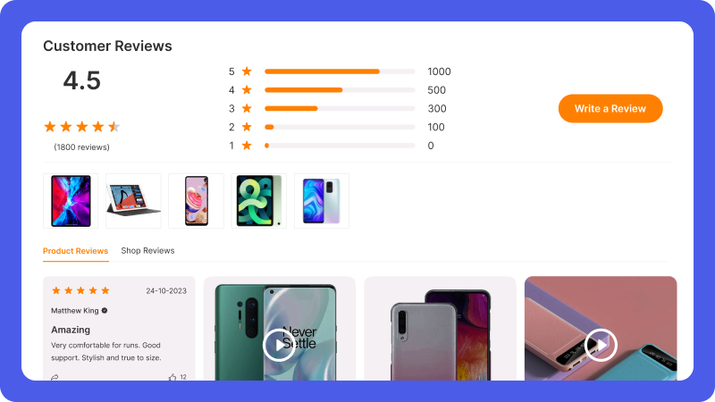 Review Wall (Showcases brand credibility at scale)