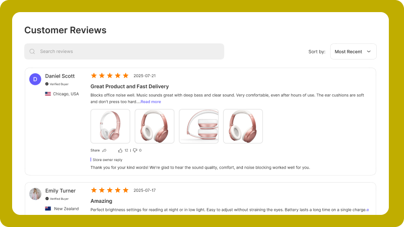 Product Review Section (Builds strong purchase trust)